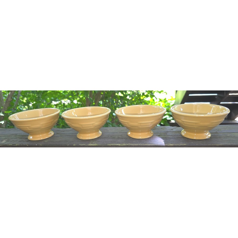 Longaberger Woven Traditions Pottery Butternut Ice Cream Bowls Set of 4 NIB